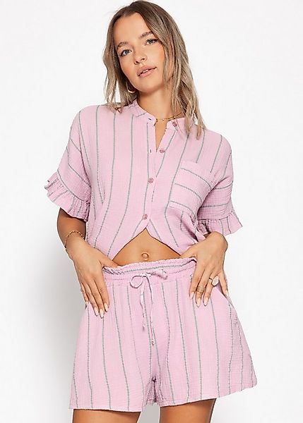 SASSYCLASSY Shorts Gestreifte Musselin Shorts Damen Shorts aus Baumwoll-Mus günstig online kaufen