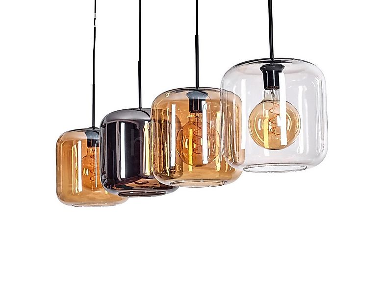 hofstein Hängeleuchte Hängelampe aus Metall/Glas in Schwarz/Bernstein/Chrom günstig online kaufen
