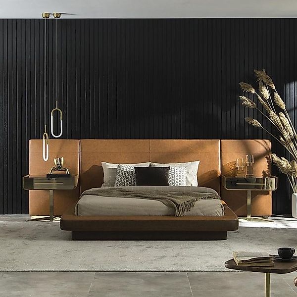 Xlmoebel Bett Braunes Kunstleder für luxuriöses und modernes Schlafzimmer ( günstig online kaufen
