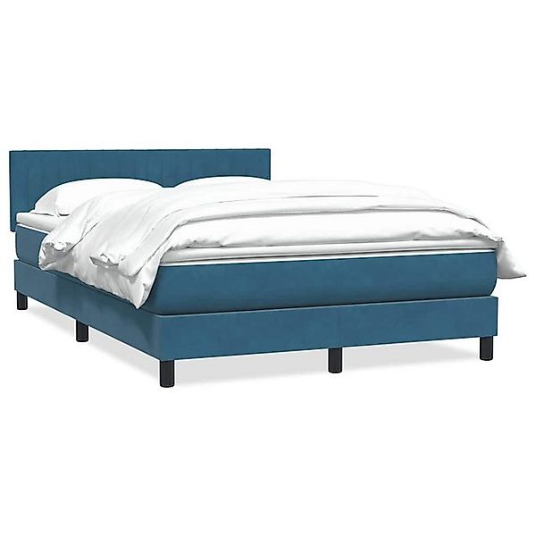 vidaXL Boxspringbett, Boxspringbett mit Matratze Dunkelblau 140x220 cm Samt günstig online kaufen