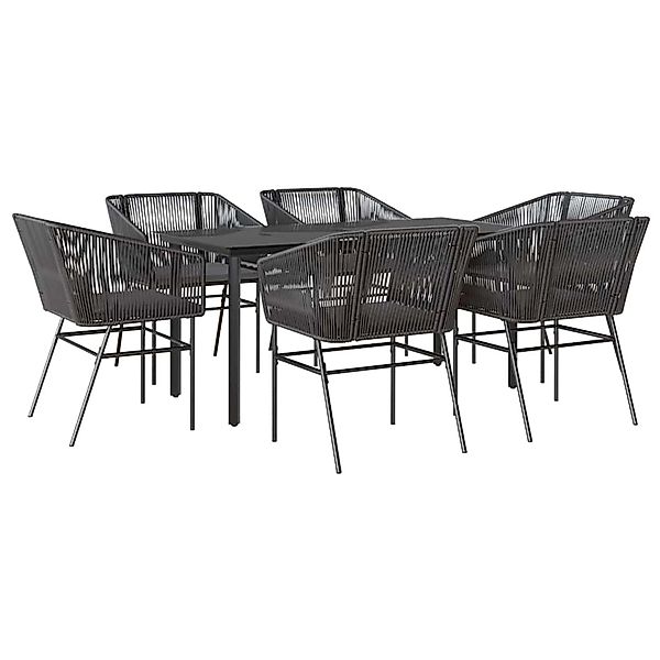 vidaXL 7-Tlg Garten-Essgruppe mit Kissen Schwarz Poly Rattan Glas 3334615 günstig online kaufen