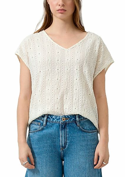 QS Kurzarmshirt mit Häkel-Applikationen günstig online kaufen