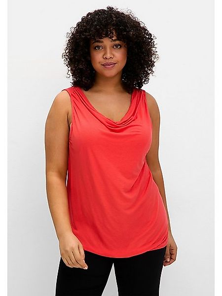Sheego Tanktop Große Größen mit Wasserfallkragen und Gummibund günstig online kaufen