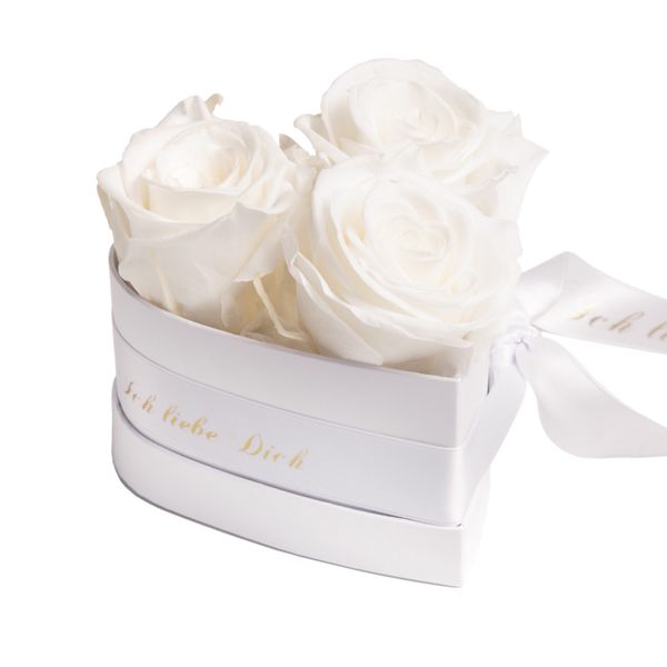 Kunstblume Rosenbox Herz 3 infinity Rosen günstig online kaufen
