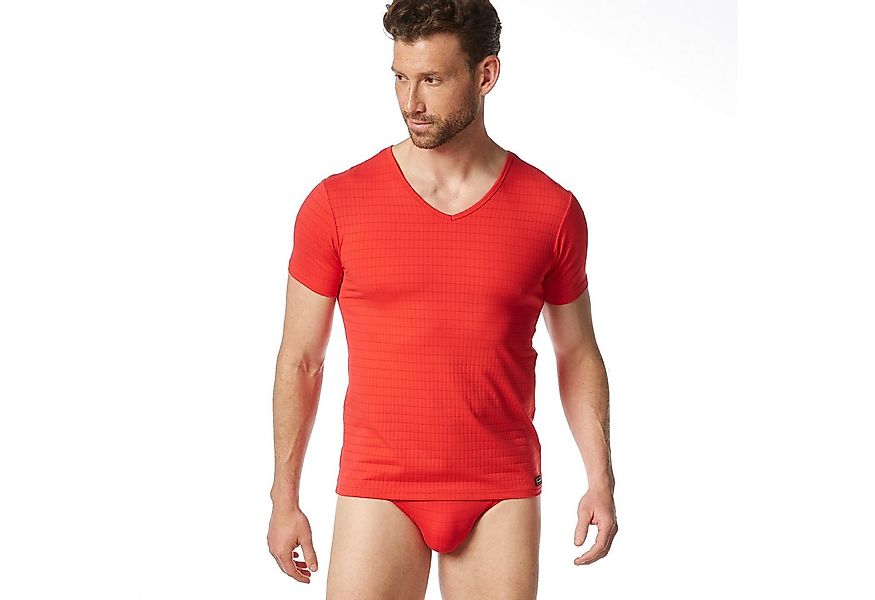 Bruno Banani V-Shirt CHECK LINE 2.0 Pique Optik, Kurzarm, V-Neck, Cotton-Mi günstig online kaufen