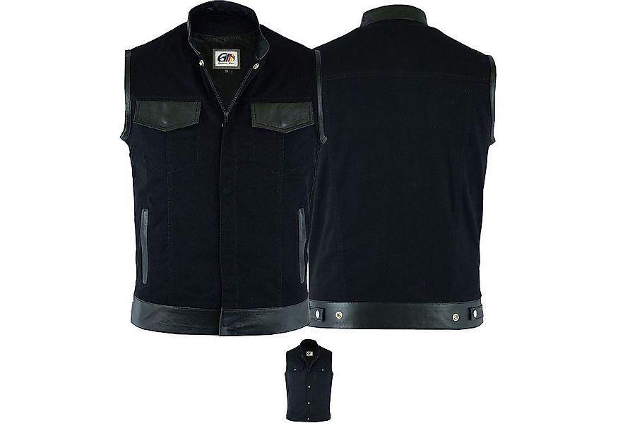 German Wear Motorradweste GW691 Denim+Leder Motorrad Biker Jeansweste Motor günstig online kaufen