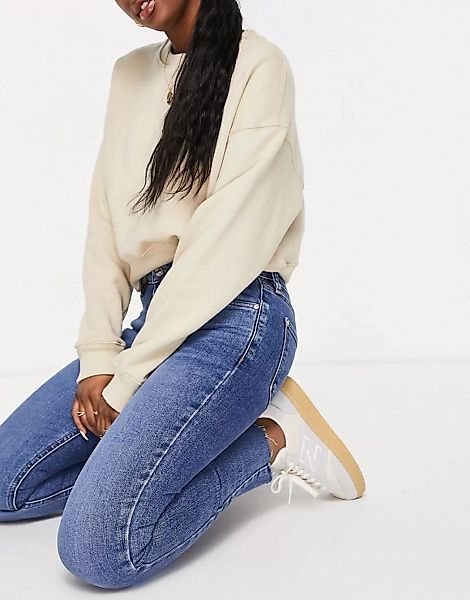 Mango – Kurz geschnittene Skinny-Jeans in Blau günstig online kaufen