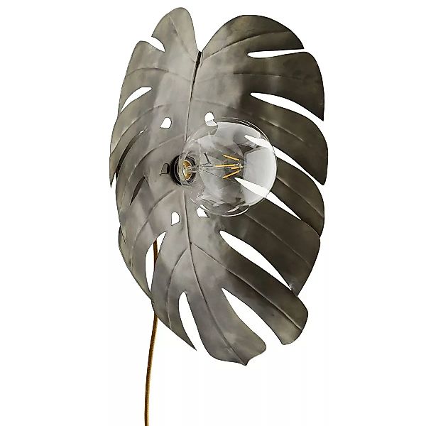 Wandlampe Palmenblatt aus oxidiertem Eisen in Silber / Gold günstig online kaufen