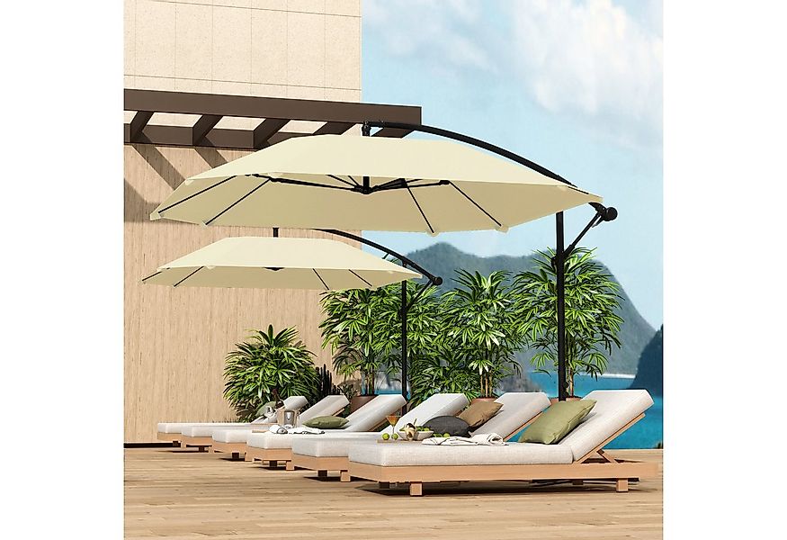 Outsunny Ampelschirm wasserdicht, mit Ständer, Kurbel, Windsicherung, LxB: günstig online kaufen