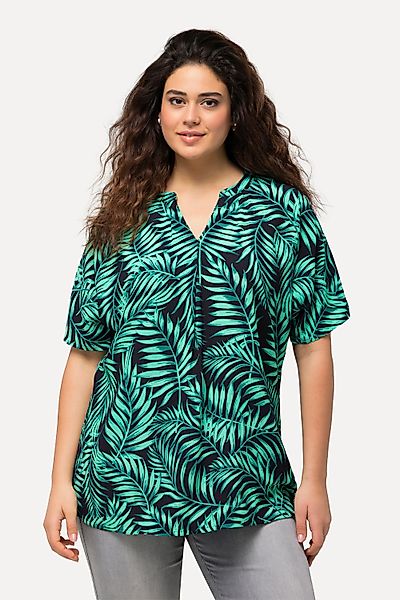 Ulla Popken Tunika Bluse Palmen A-Linie günstig online kaufen