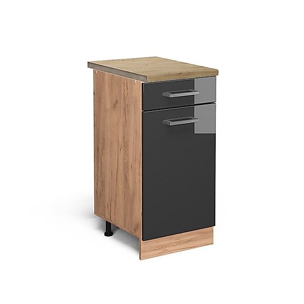 Vicco Küchenunterschrank R-Line Anthrazit Hochglanz/Goldkraft Eiche 40 cm A günstig online kaufen