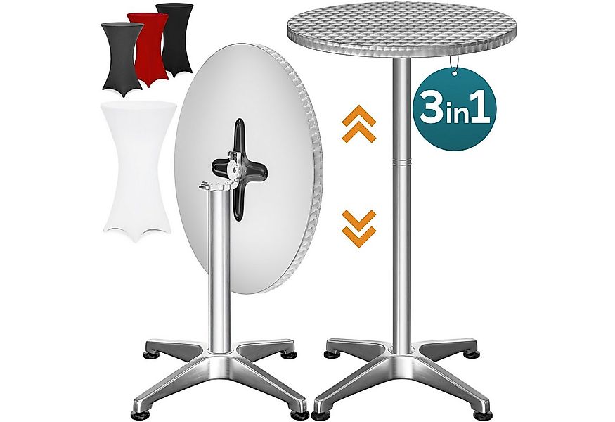 Casaria Stehtisch, mit Husse Klappbar Höhenverstellbar Hoch Alu Rund Ø60cm günstig online kaufen
