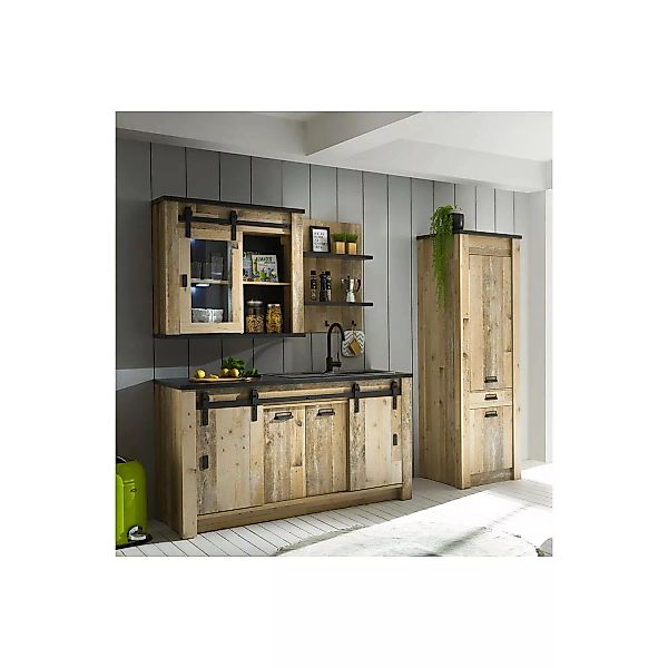 Küchen Set inkl. Hängeschrank mit Scheunentorbeschlag SHELTON-61 in Old Sty günstig online kaufen