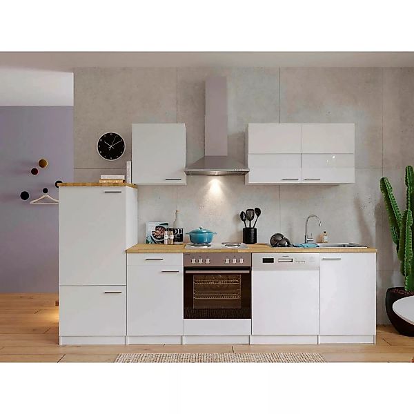Respekta Küchenzeile ohne E-Geräte LBKB280WW 280 cm Weiß günstig online kaufen