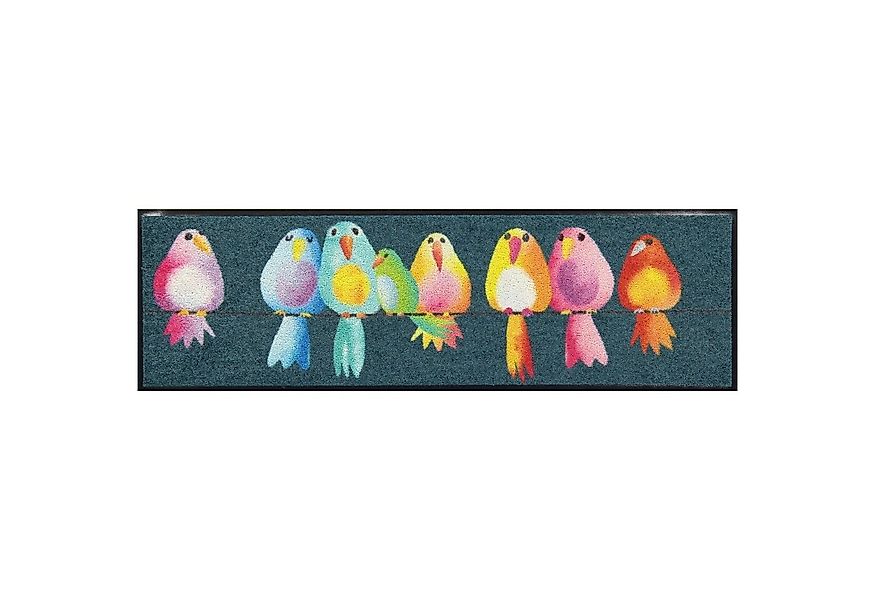Salonloewe Fußmatte Läufer klein 30x100 Rainbow Birds blau, Läufer klein, H günstig online kaufen