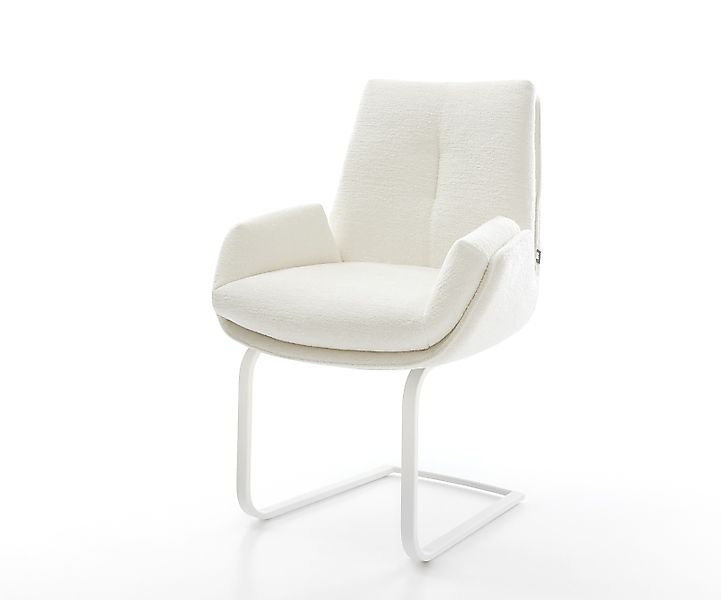 Freischwinger Clea-Flex Bouclé Soft Beige Freischwinger flach Weiß günstig online kaufen