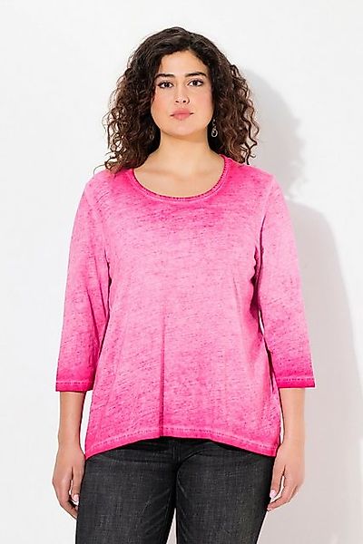 Ulla Popken Longshirt Shirt Zierfalten A-Linie Rundhals 3/4-Arm günstig online kaufen