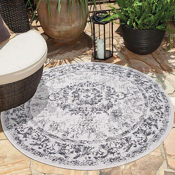 Carpet City Outdoorteppich "DUO RUG 5577" rund 5 mm Höhe Wendeteppich Wette günstig online kaufen