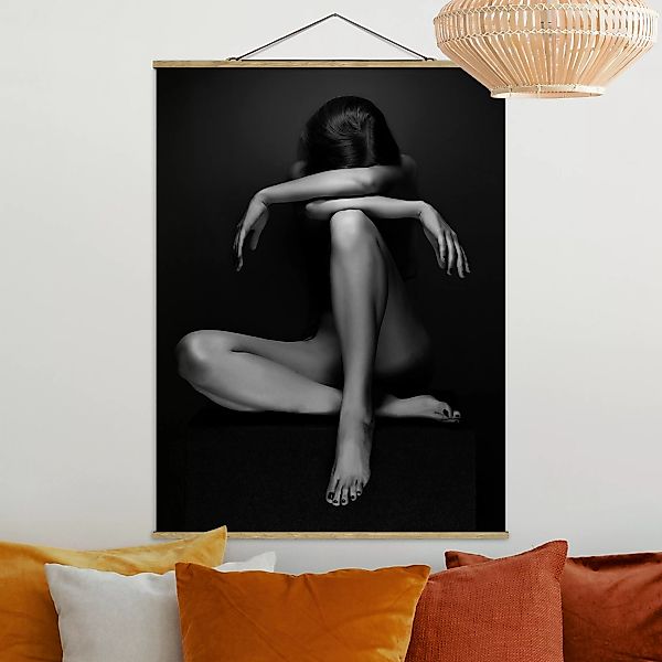 Stoffbild Akt & Erotik mit Posterleisten - Hochformat Verzweifelte Frau günstig online kaufen