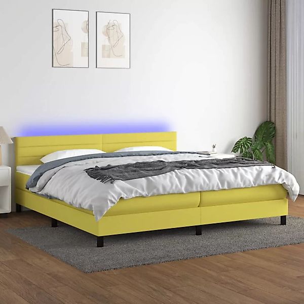 Vidaxl Boxspringbett Mit Matratze & Led Grün 200x200 Cm Stoff günstig online kaufen