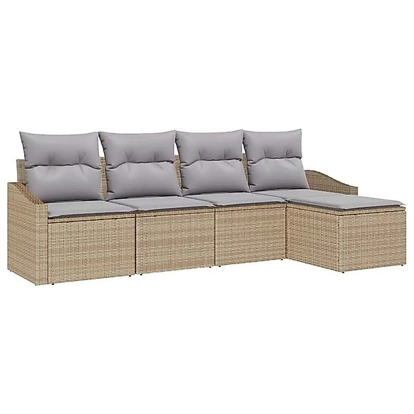vidaXL Sofa Set mit Kissen 5-Tlg Beige und Hellgrau Poly-Rattan 3355349 günstig online kaufen