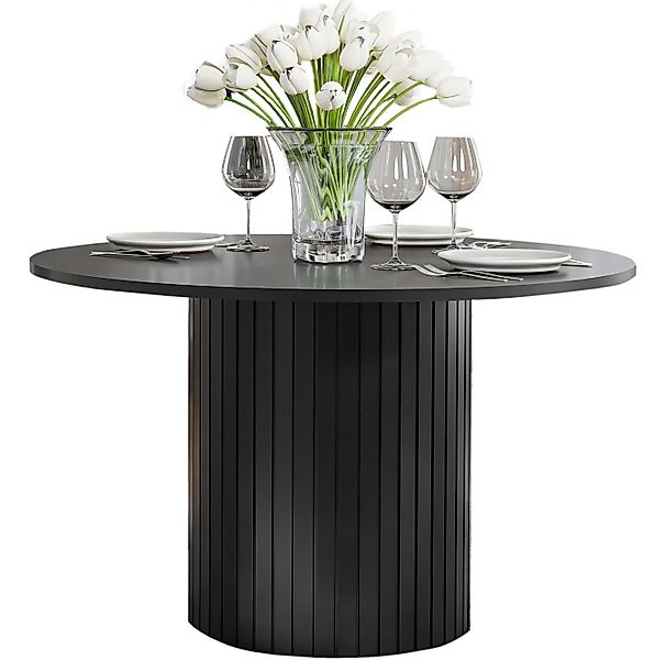 Compleo Esstisch Ø: 120 cm. MODERNO Säulengestell mit Rillenstruktur, Geste günstig online kaufen