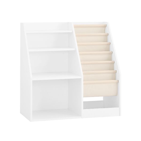 SoBuy Bücherregal Kinderregal mit Stofftaschen und 3 Regale Weiß 80x80x40cm günstig online kaufen