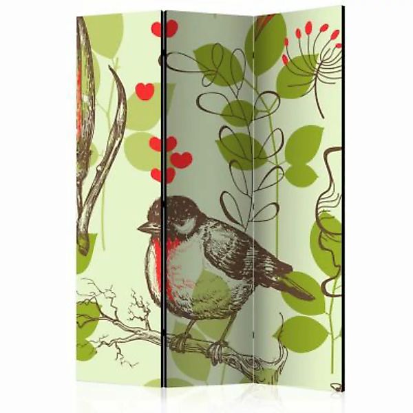 artgeist Paravent Bird and lilies vintage pattern [Room Dividers] mehrfarbi günstig online kaufen