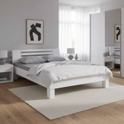Holzbett in Weiß Buche Massivholz günstig online kaufen