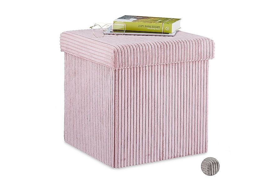 relaxdays Sitzwürfel faltbar Samt, Bordeaux günstig online kaufen