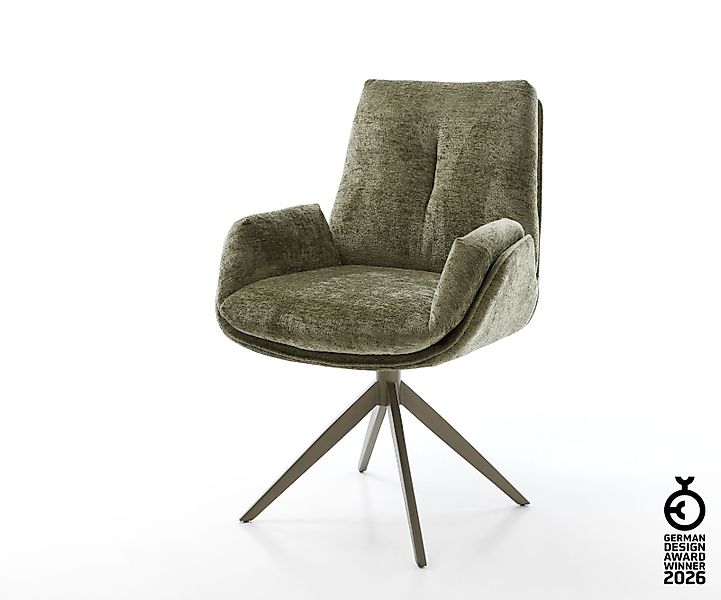 Drehstuhl Clea-Flex Chenille Olive Kreuzgestell breit Effektfinish Titan 36 günstig online kaufen