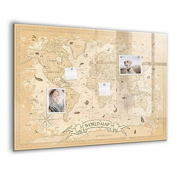 Tulup Beschreibbare Magnettafel Vintage Weltkarte 100x70 cm Beschreibbare M günstig online kaufen