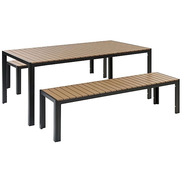 Beliani Gartentisch Set NARDO Heller Holzfarbton Schwarz günstig online kaufen