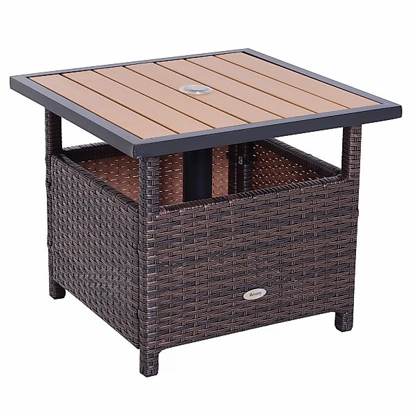 Outsunny Polyrattan Beistelltisch Gartentisch 55,5 x 55,5 x 46 cm, Terrasse günstig online kaufen