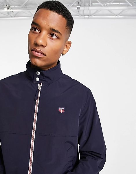 GANT – Original – Harrington-Jacke aus Nylon in Marineblau mit Logo günstig online kaufen
