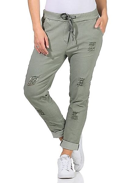 Aurela Damenmode Chinohose Sommerliche Damenhose mit Kordelzug Chino Hose i günstig online kaufen