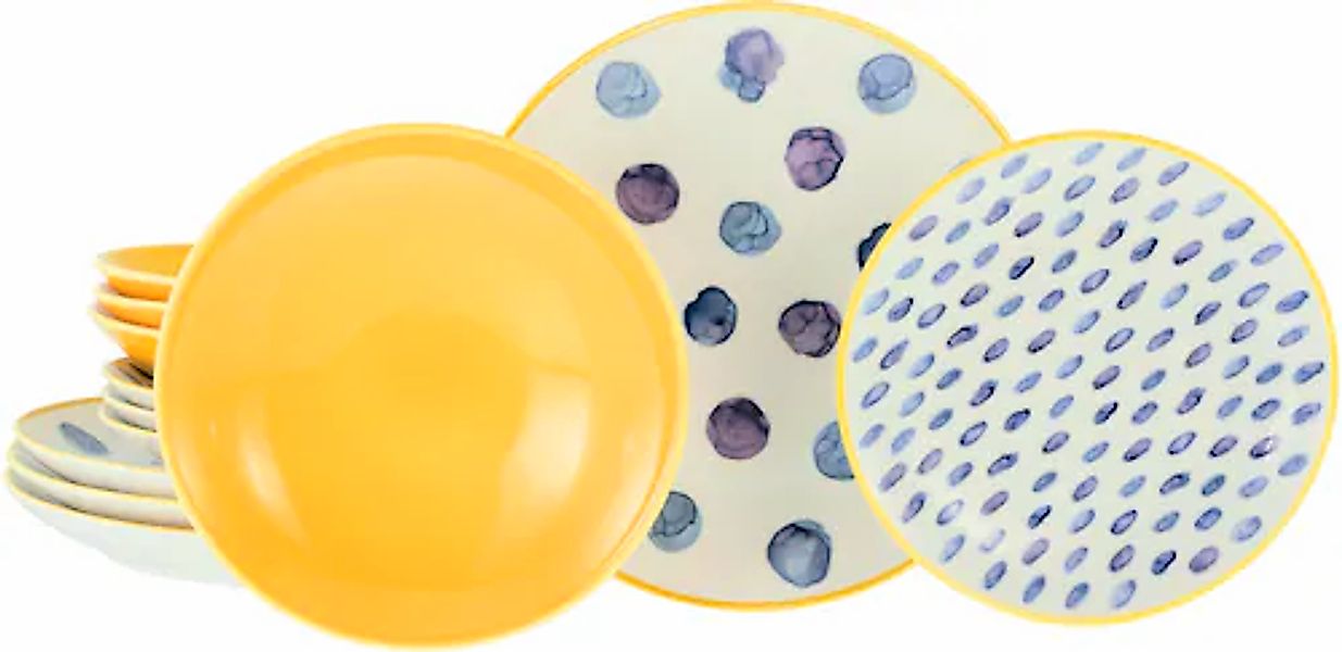 CreaTable Teller-Set »Maisie Bunt, Tellerset 12-tlg« Dots, Polka Dots, Konf günstig online kaufen