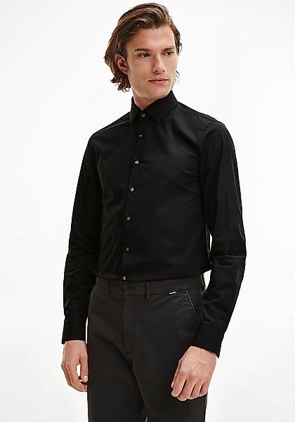 Calvin Klein Businesshemd POPLIN STRETCH SLIM SHIRT mit Kentkragen, Logopri günstig online kaufen