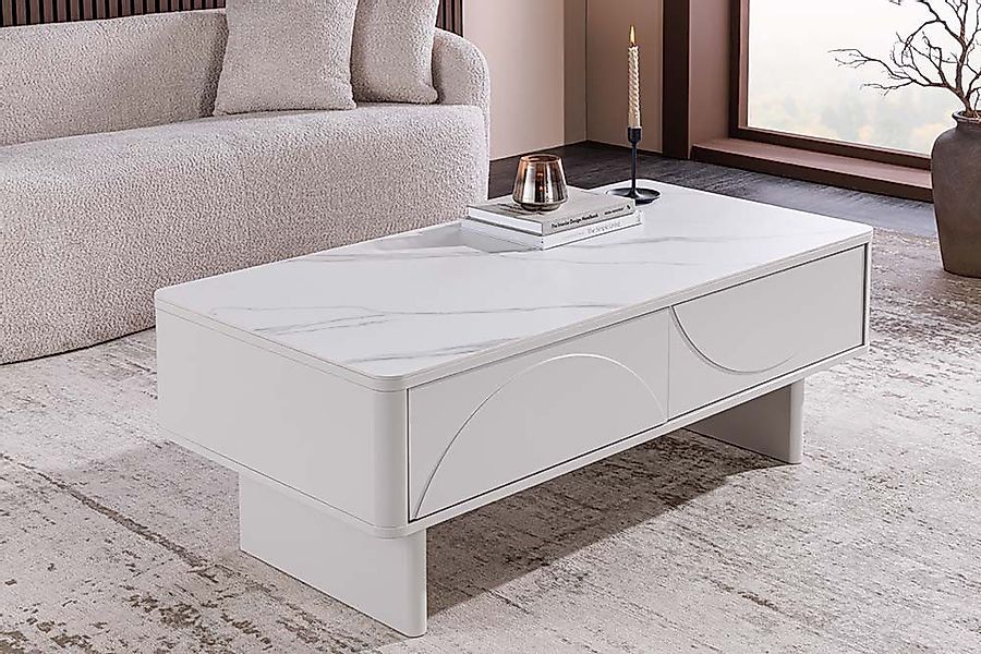 riess-ambiente Couchtisch SAVOY 120cm weiß-Keramik, Schubladen, Stauraum, R günstig online kaufen