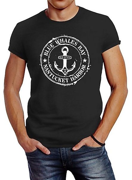 Neverless Print-Shirt Herren T-Shirt Anker Motiv maritim Retro Badge Vintag günstig online kaufen