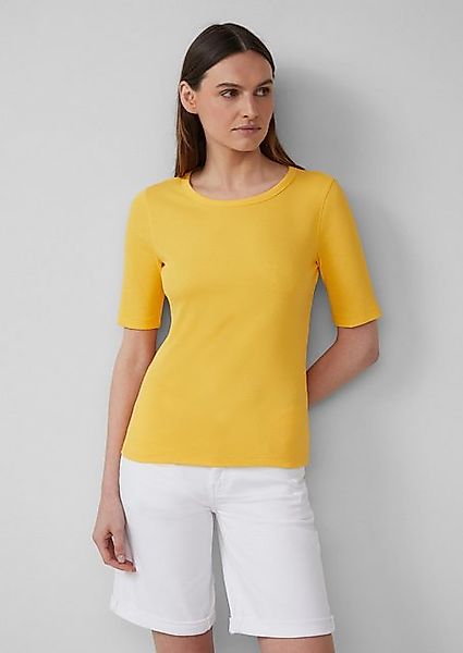 s.Oliver Kurzarmshirt Geripptes T-Shirt im Slim Fit aus Baumwollmix günstig online kaufen