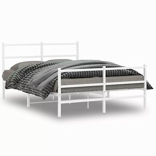 vidaXL Bettgestell, Bettrahmen mit Kopf- und Fußteil Metall Weiß 140x190 cm günstig online kaufen