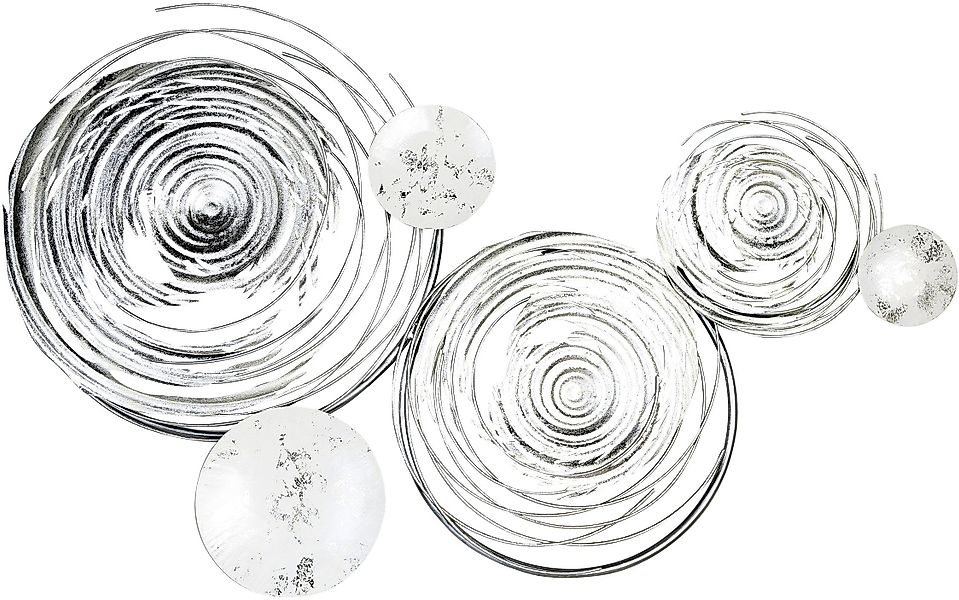 GILDE Wanddekoobjekt Wandrelief Circles, weiß/silber (1 günstig online kaufen