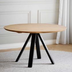 Runder Esstisch in Eichefarben und Schwarz 130 cm breit günstig online kaufen