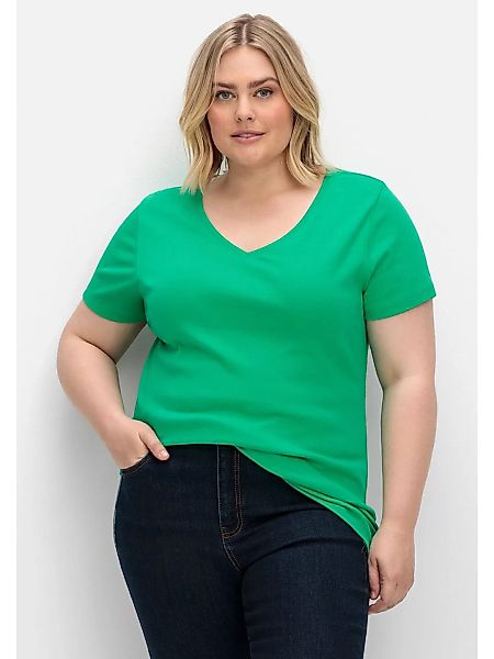 Sheego T-Shirt "Große Größen", im Doppelpack, mit V-Ausschnitt günstig online kaufen