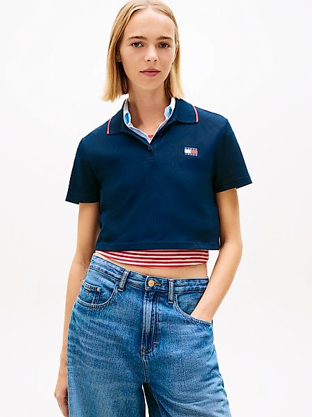 Tommy Jeans Poloshirt "TJW CRP BADGE SHORT SLEEVE POLO" mit verkürztem Schn günstig online kaufen