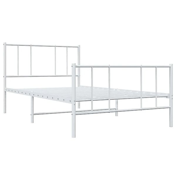 vidaXL Bettgestell mit Kopf- und Fußteil Metall Weiß 107x203 cm 352543 günstig online kaufen