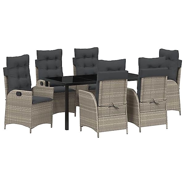 vidaXL Garten Essgruppe 7-Tlg Hellgrau Poly Rattan 3380523 günstig online kaufen