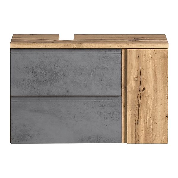 Held Möbel Unterbeckenschrank Ancona 85 cm Betongrau-Wotaneiche Ausschnitt günstig online kaufen