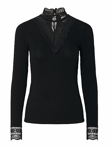 Y.A.S Spitzenshirt "YASELLINA LS HIGH NECK TOP S. NOOS" günstig online kaufen